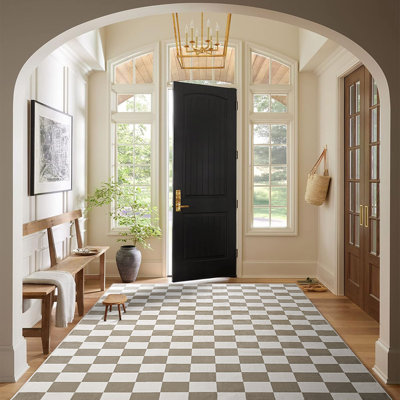 Fillender Plaid Area Rug Checkered Rug Washable Rugs For Living Room Carpet