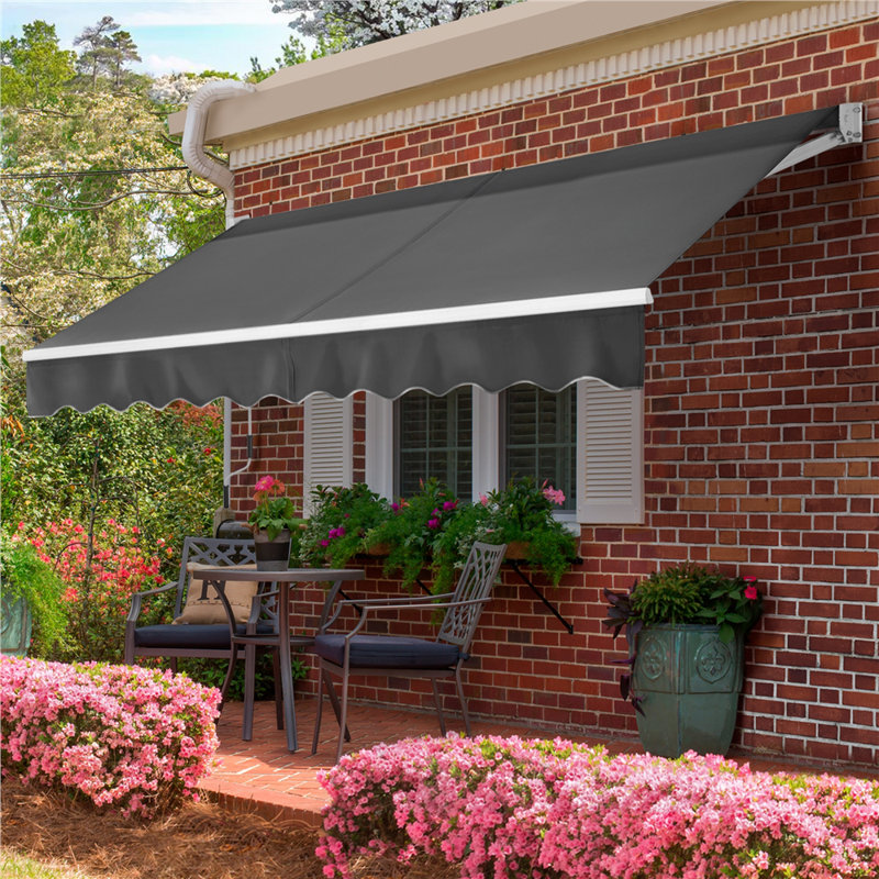 Retractable Patio Awning, Dark Grey, 250 cm L x 200 cm W