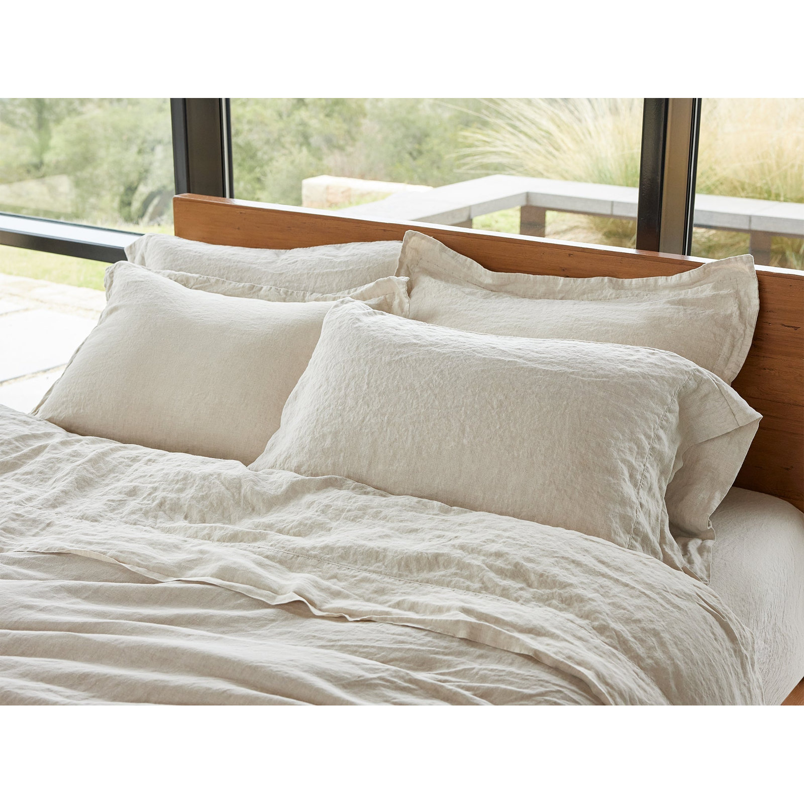 Organic Relaxed Belgian Flax Linen Standard Pillowcase - Set of 2, Undyed Chambray, Standard/Queen Pillowcase
