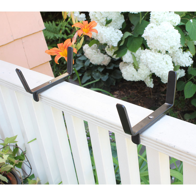 Black Steel 6-Inch Flower Box Rail Bracket for 2x4 Railings