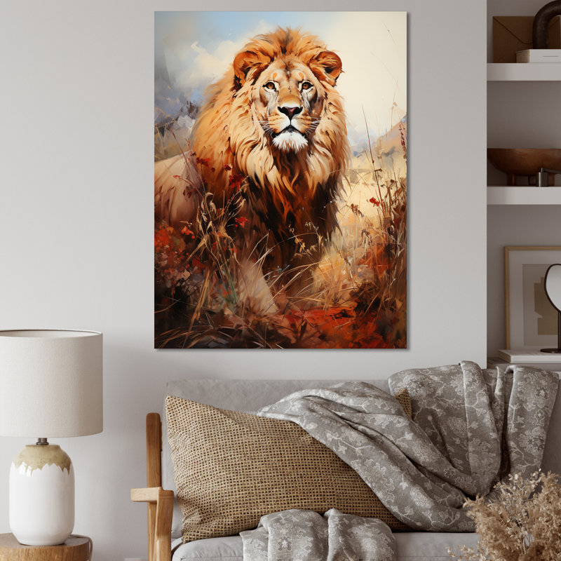 Lion en plein air I sur toile, H 32 po x l 16 po x P 1 po, Toile tendue