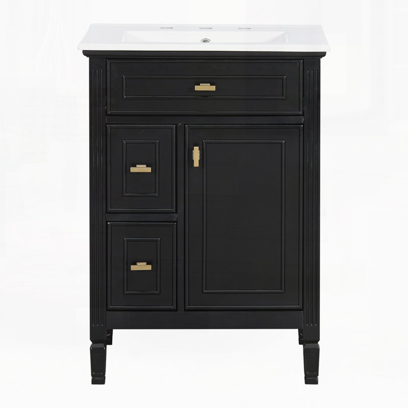 Meuble-lavabo 24 po avec lavabo, Noir