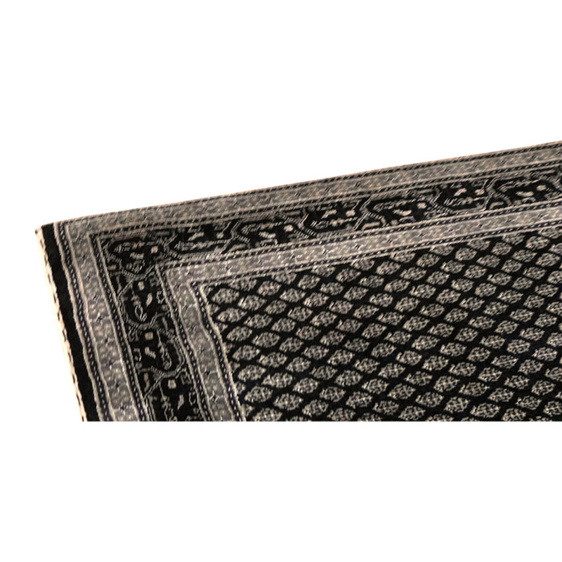 Tapis noir / gris de haute qualité noué à la main de conception unique