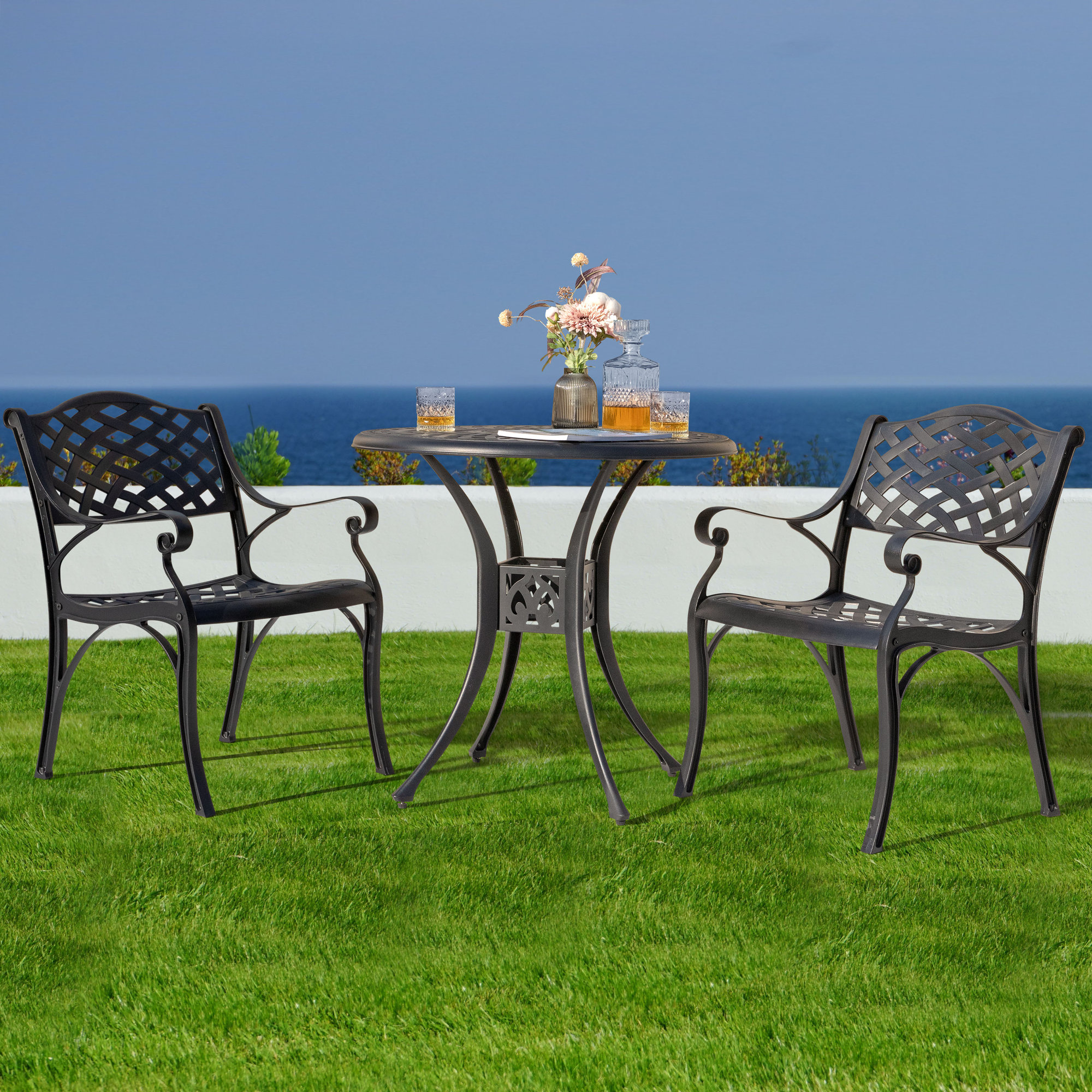 Outdoor 3-piece Cast Aluminum Bistro Set