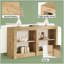 Console rustique et moderne à 3 niveaux avec construction en bois durable et tablettes ouvertes pour une utilisation polyvalente