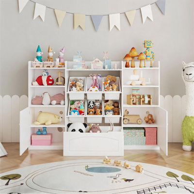 Rangement pour jouets pour enfants avec 6 bacs amovibles, bibliothèque en bois et armoire à jouets pour chambre d'enfant