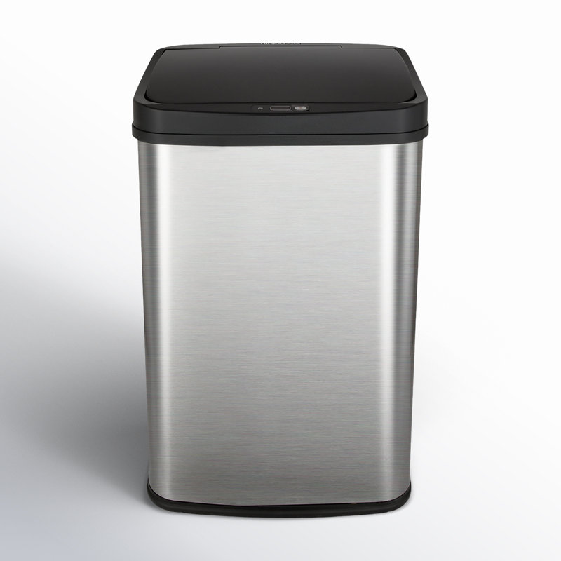Nine Stars 13.2 Gallon Stainless Steel Motion Sensor Trash Can, Black