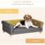 Canapé gris foncé pour animaux de taille moyenne à grande, coussin amovible, lit surélevé en mousse souple et de soutien, chiens / chats,