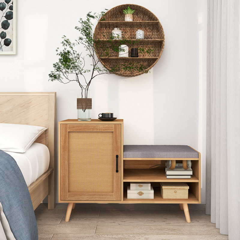 2-in-1 Shoe Cabinet With Bench 3 Adjustable Shelves