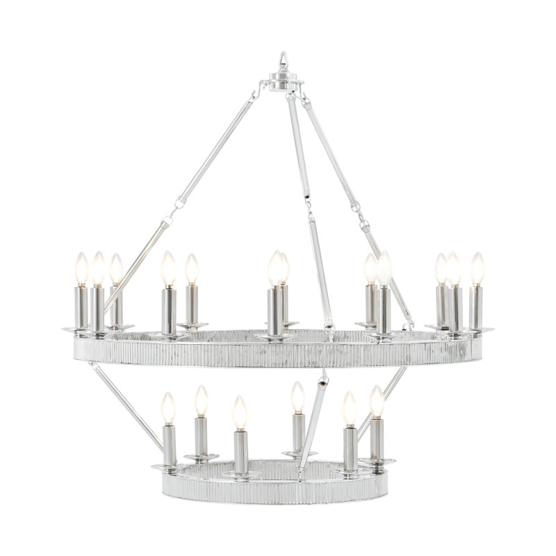 TA Illuminations Chandelier, 40.5" H x 36" W x 36" D, Nickel Plated, 18 Lights