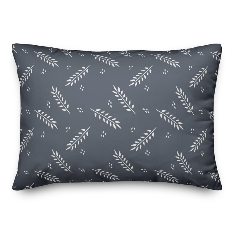 Floral Outdoor Reversible Throw Pillow, 14" H x 20" W, Slate