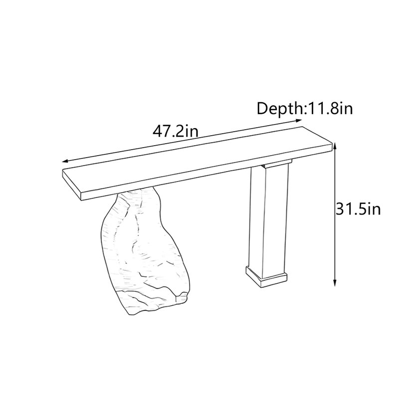 Solid Pine Wood Console Table, 31.5" H x 47.2" W x 11.8" D