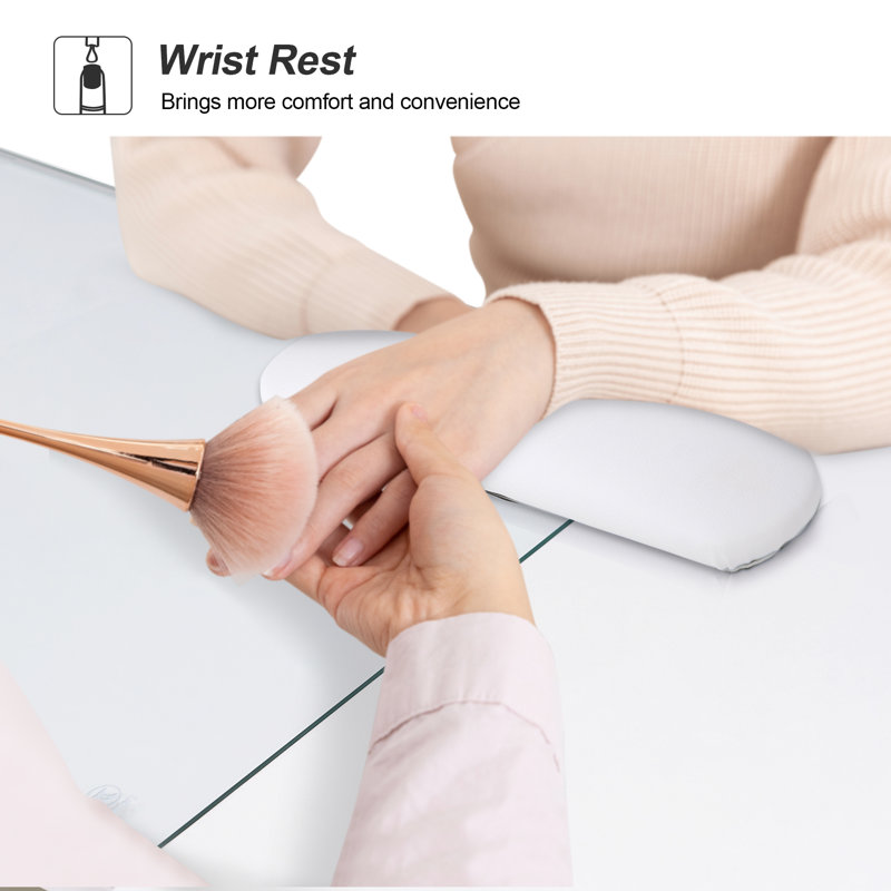 White Ergonomic Manicure Table with Drawers and Shelves