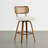 Upholstered Swivel Counter Stool with Walnut Bentwood Frame-1421055074-1421553972
