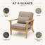 Chaise d'appoint avec coussins, dossier de style canne, taupe, intérieur