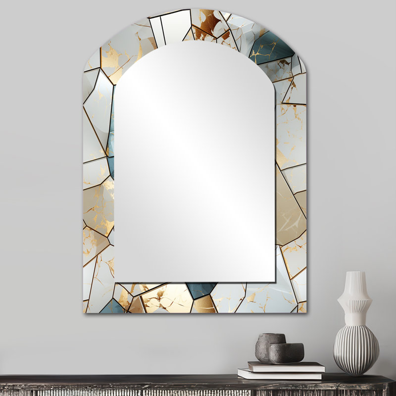 Harmonie de marbre sarcelle et gris - miroir mural asymétrique décoratif en marbre, 34 po x 25 po