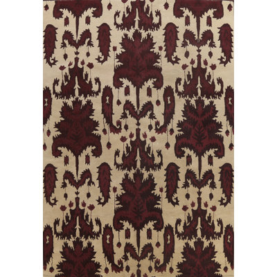 Tapis beige / rouge en laine touffeté à la main Abstract