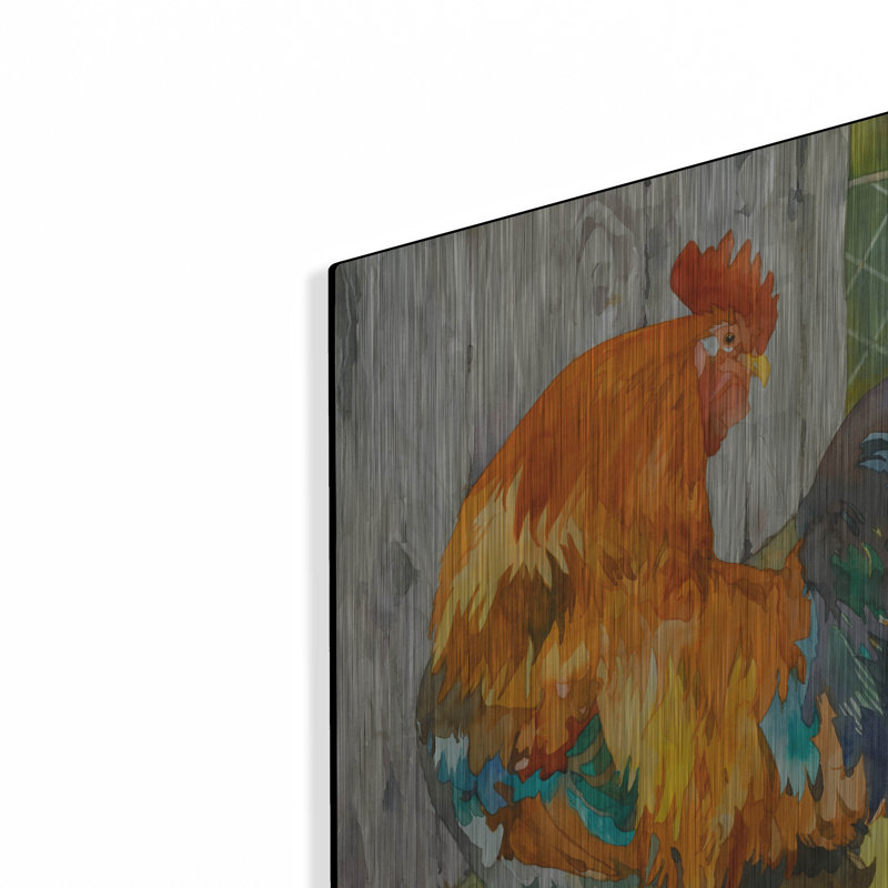 «Rooster Pen» par Annelein Beukenkamp, art mural en métal, H 24 po x l 16 po