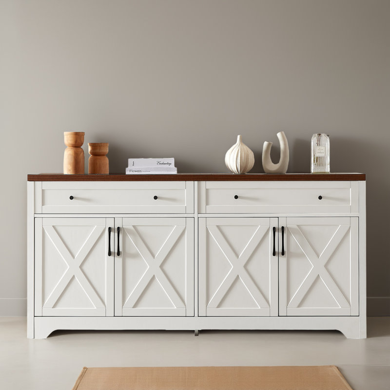 61.32" Kitchen Storage Sideboard Buffet Cabinet Console Table, Walnut