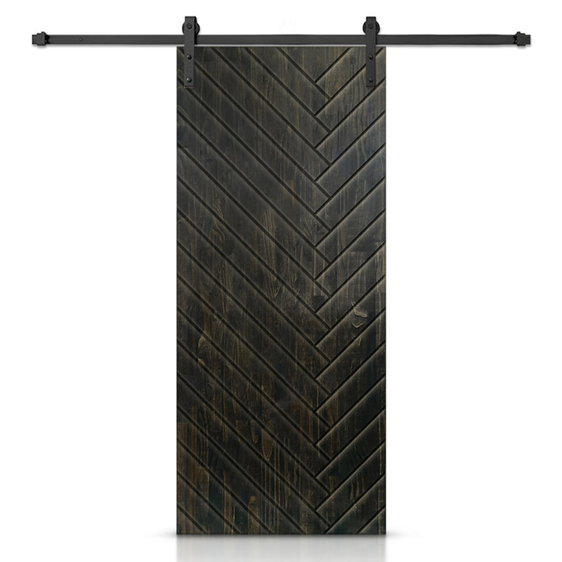 Paneled Painted with Installation Hardware Kit Barn Door, 96" H x 36" W, Charcoal Black