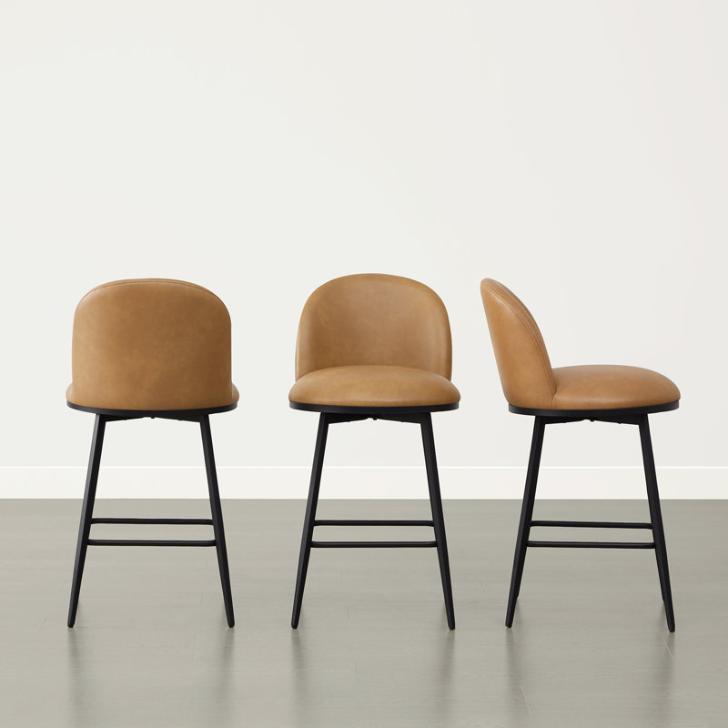 Aura 26'' Upholstered Swivel Counter Stool, Saddle Brown, 3