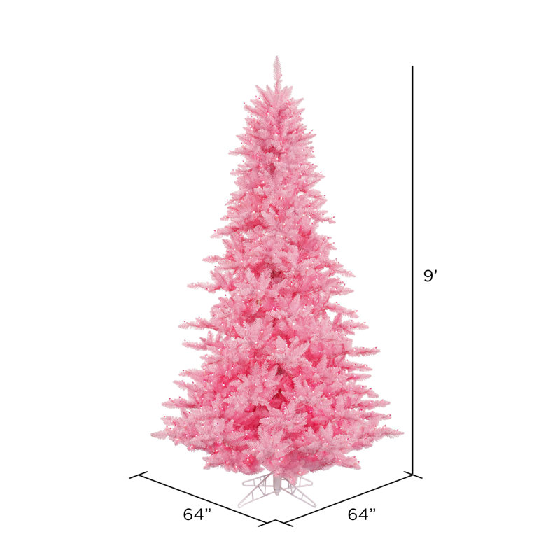 Pink Fir Artificial Christmas Tree, Pink Dura-Lit® LED, 9' H