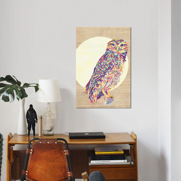 «Owls» sur toile, H 12 po x l 8 po x P 0,75 po, Toile tendue, Pas de tapis