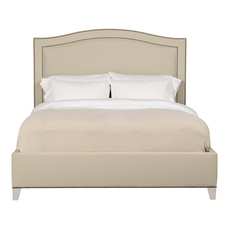 Caroline/Casey Queen Upholstered Low Profile Panel Bed, Tuck Linen, Dove Gray, Yes