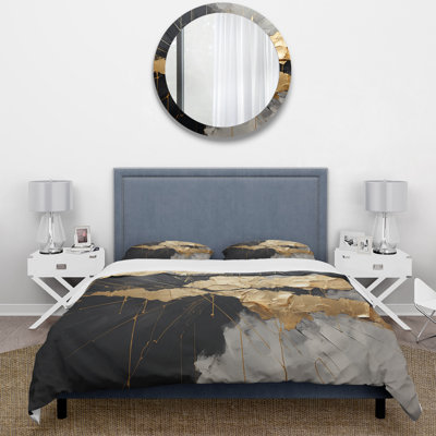 Ensemble de housse de couette noir et or