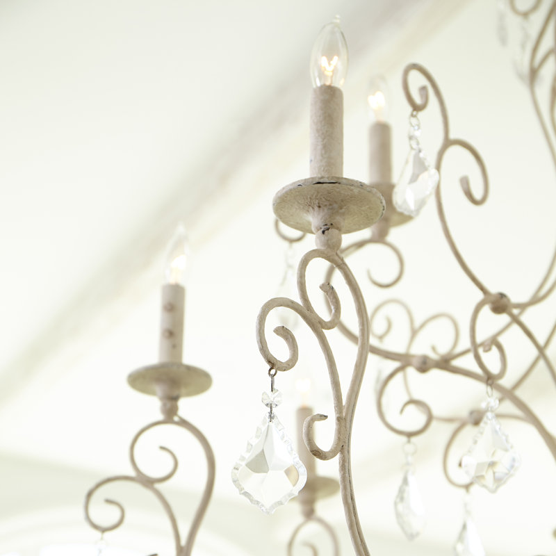 Style bougie classique/traditionnel 12 lumières lustre Richland, Blanc perse