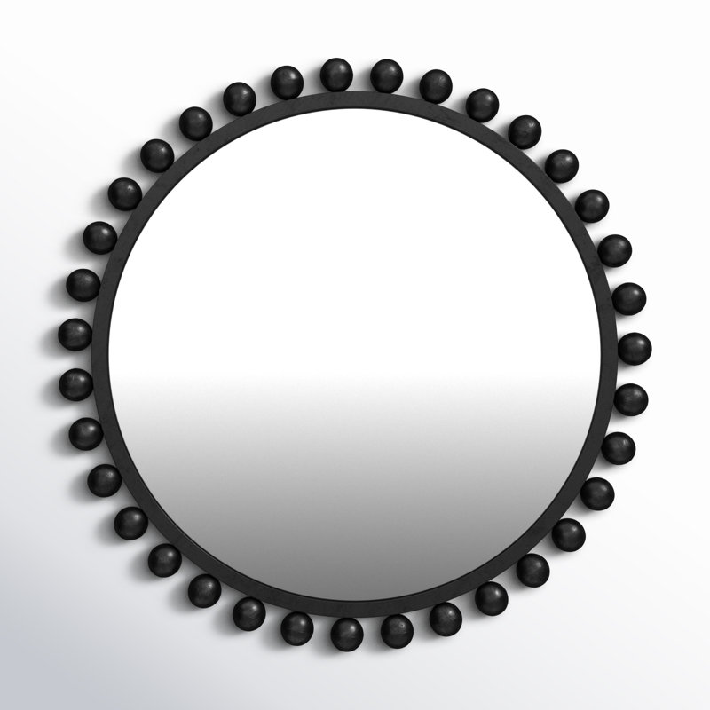 Suzie Metal Round Wall Mirror, Black