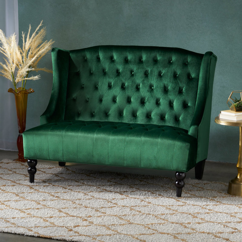 Carolina Upholstered 50.25'' Loveseat, Emerald Velvet