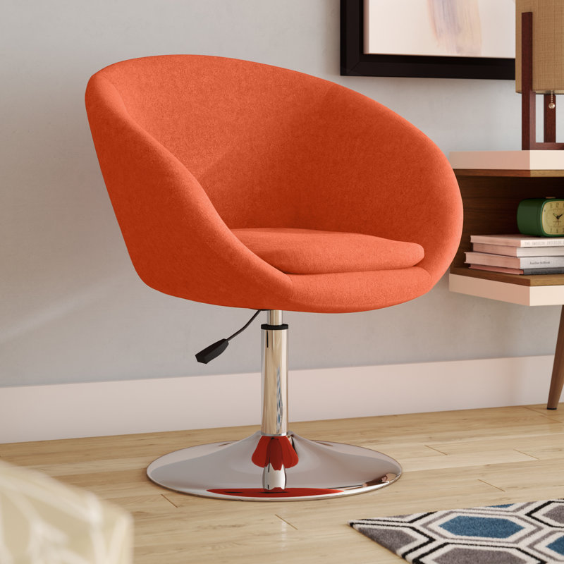 Fauteuil demi-tonneau pivotant de 26 po Helmuth, Laine orange