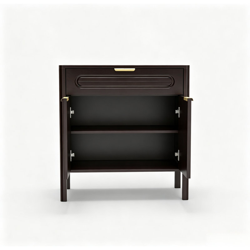 Meuble d'appoint, buffet de rangement autoportant avec tiroirs et placard à portes cintrées, console en bois pour salon/entrée