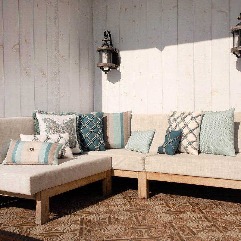 Tidal Lumbar Outdoor Rectangular Sunbrella® Pillow Cover & Insert, Glacier