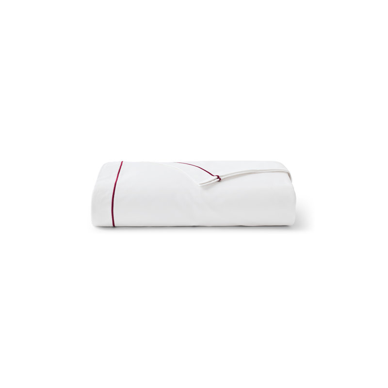 Premium Sateen Flat Sheet, California King/King Flat Sheet, White/Fuchsia