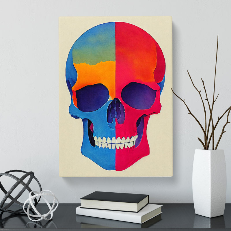 CAN-V0523-2781X Watercolour Skull Vol.2 - Wrapped Canvas Rectangle Print, 60cm H x 40cm W x 3cm D