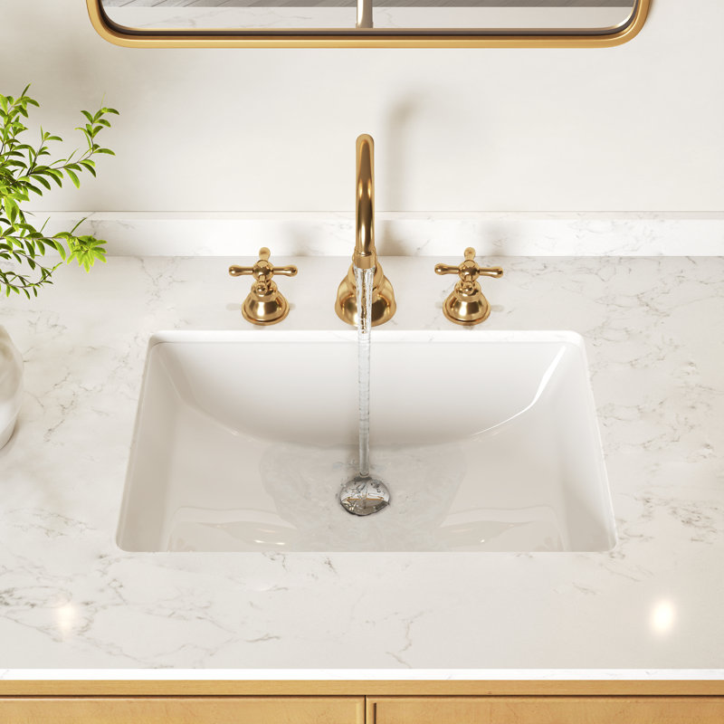 DeerValley Ally 21" x 15'' Undermount Bathroom Sink, Rectangular Bathroom Sink with Overflow, White