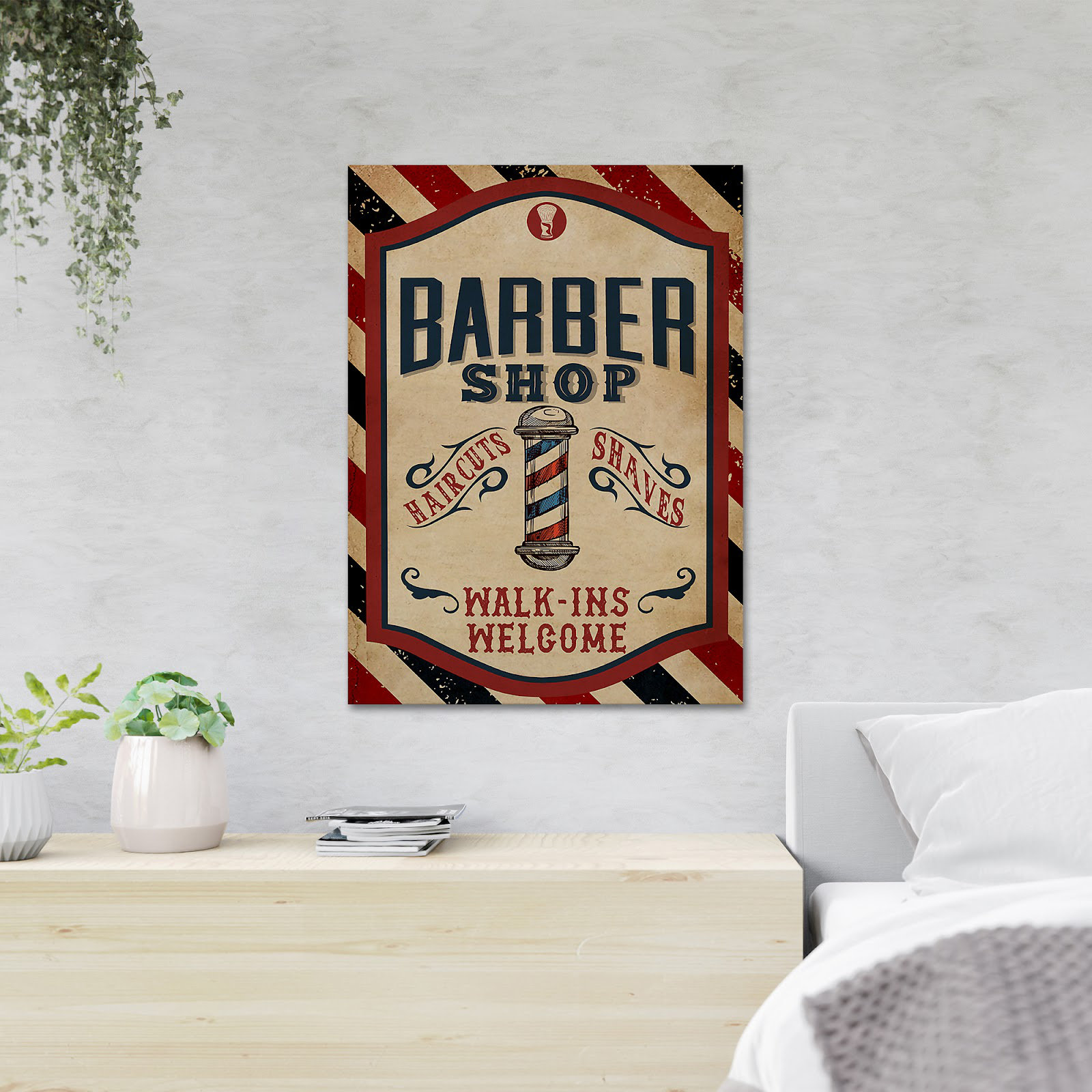 Trinx Barber Shop Poster - Haircuts Shaves, Walk-Ins Welcome - 1 Piece ...