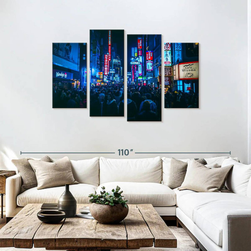 Night Crowd In Tokyo, 48" H x 75" W