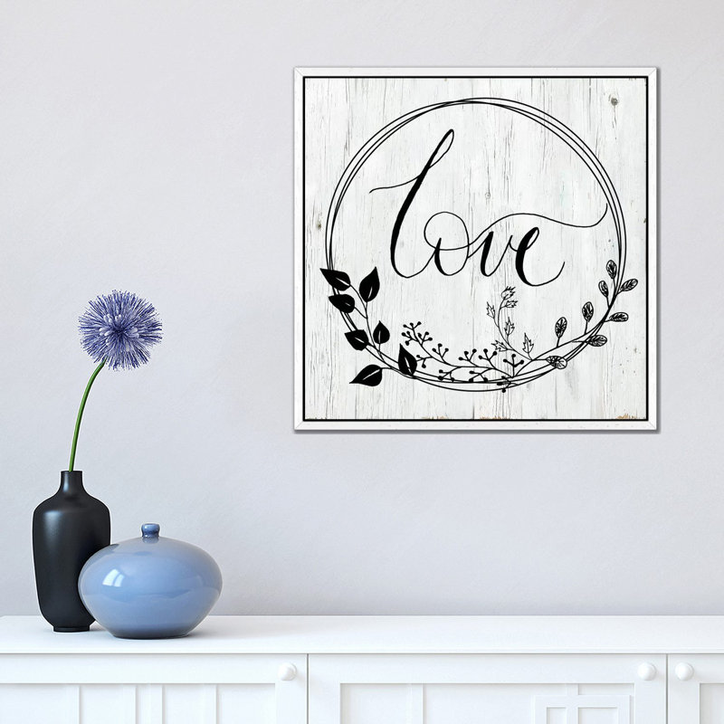 Love by Daniela Santiago - Print on Canvas, 45.72cm H x 45.72cm W x 3.81cm D, White Framed