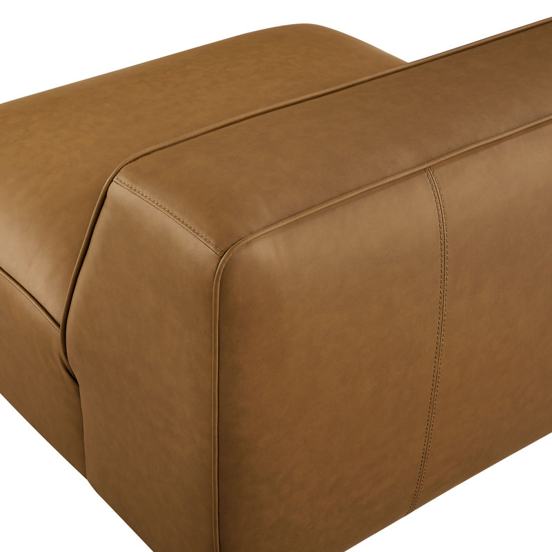 Fauteuil modulaire en cuir sans accoudoirs Auren, Cuir camel végétalien
