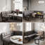 Corner Bench Dining Set, 110cm Grey Table with L-Shaped Upholstered Corner Sofa and Dining Bench, 300kg Capacity for Kitchen, Dining Room-1427695211