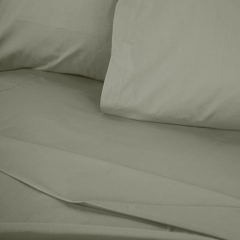 100% Cotton Ranforce Fitted Sheet, Green, 55.1 x 74.8 x 11.8 inches | 155 Thread Count | Machine Washable at 86°F | Soft, Durable, and Breathable Fabric | Perfect for a Cozy Bedroom Atmosphere