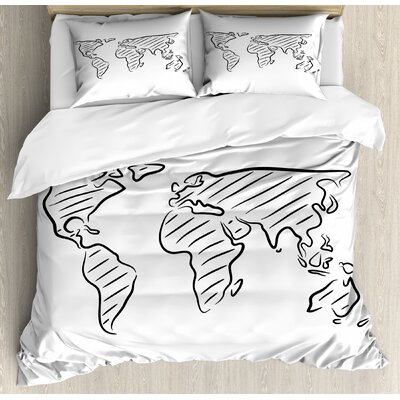 World Map Duvet Cover Set -  Ambesonne, nev_13751_queen