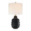 Lampe de table en céramique noire à 3 voies avec abat-jour tambour blanc