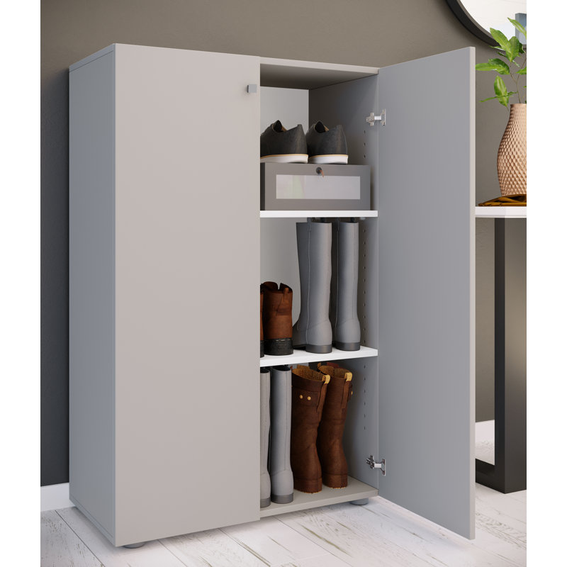 9 Pair Shoe Storage Cabinet, Grey/Brown/Blue