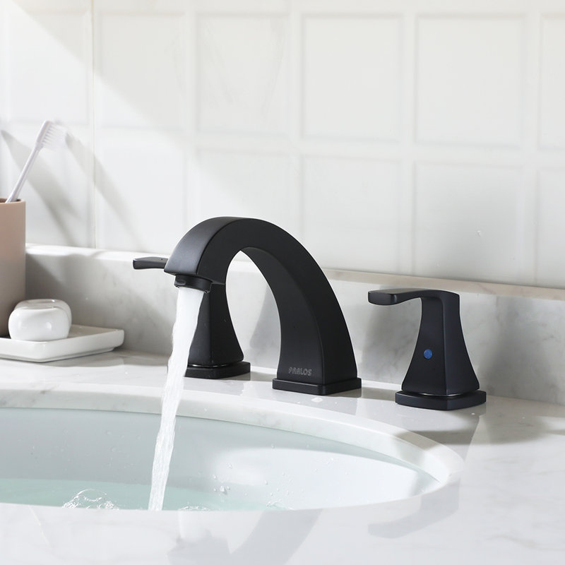 Robinet de salle de bain à 2 poignées avec drain, Noir mat