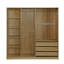 Armoire de rangement en bois sans porte pour salle de séjour avec tablettes et 3 tiroirs, nature-1371051217