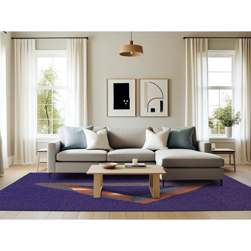 Tapis décoratif bleu, Rectangle 6 pi x 9 pi